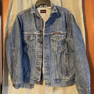 VTG 70's Sedgefield DO NOTHING Blue Jean TRUCKER Denim Button Back Work Jacket M